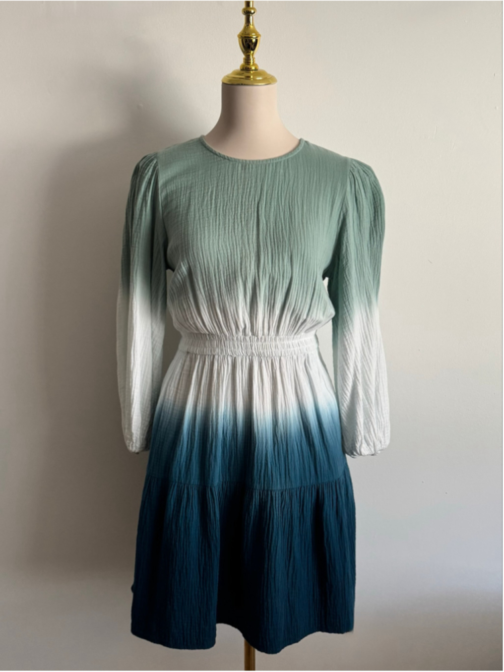 Women's Universal Thread Long Sleeve Dress XS Blue Green Ombre